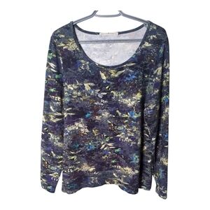 Peruvian Connection Nimes Tapestry Tee Long Sleeve Scoop Neck Size XL